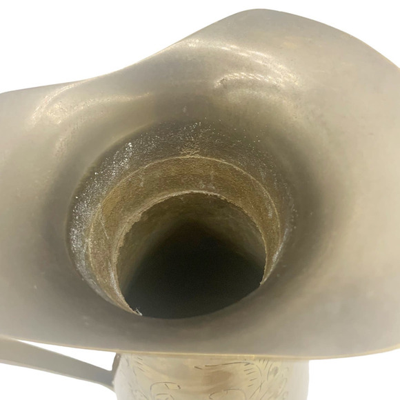 Vintage Brass Pitcher with Floral Design Engraved - Picture 6 of 11